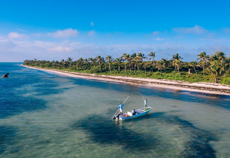 Fly fishermen on a skiff